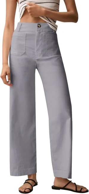 2024 Women Stretch Twill Cropped Jeans Wide Straight Leg Pants with Patch Pocket Trendy Pants Casual Ankle Trouser