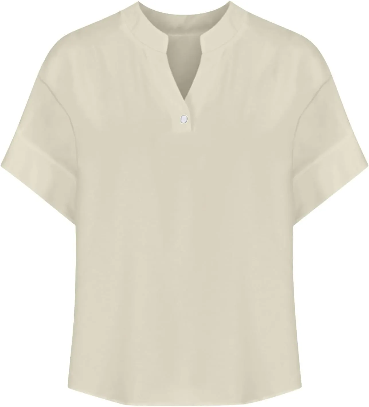 2025 Summer Linen Shirts for Women Button Up V Neck Boho Tunic Tops Short Sleeve Dressy Casual Blouses Spring Clothes