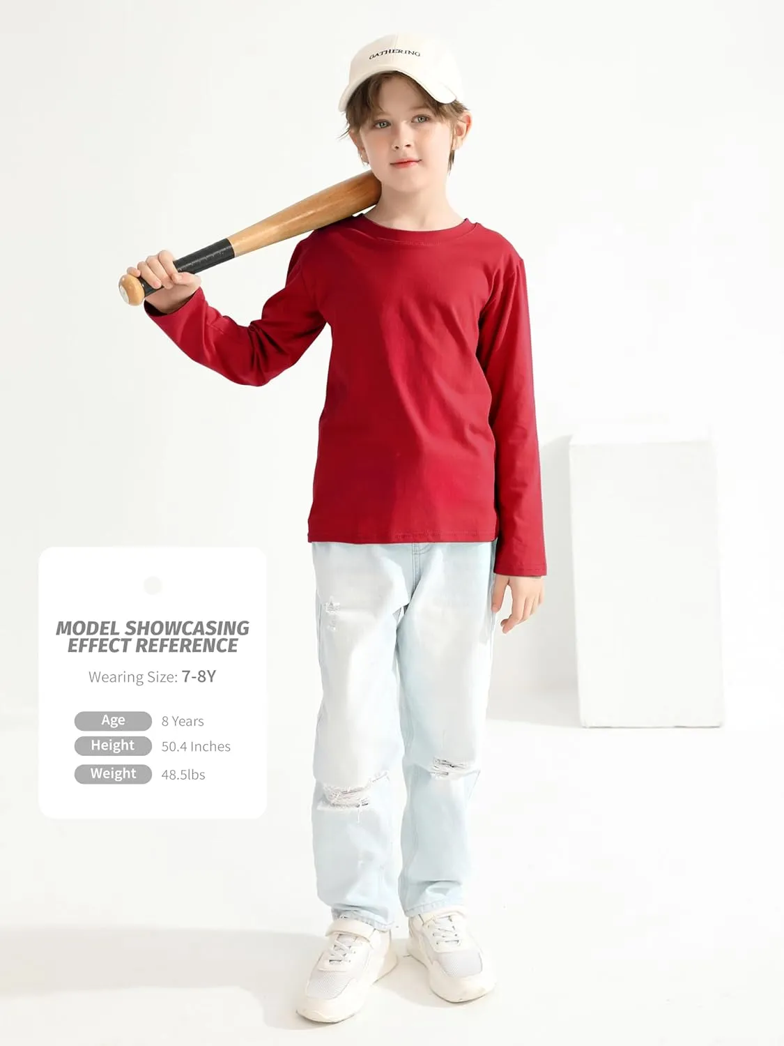 5 Pack Boys Long Sleeve Shirts Cotton T-Shirts Youth Boys Long Sleeve Shirts Multipack Basic Tees Tagless