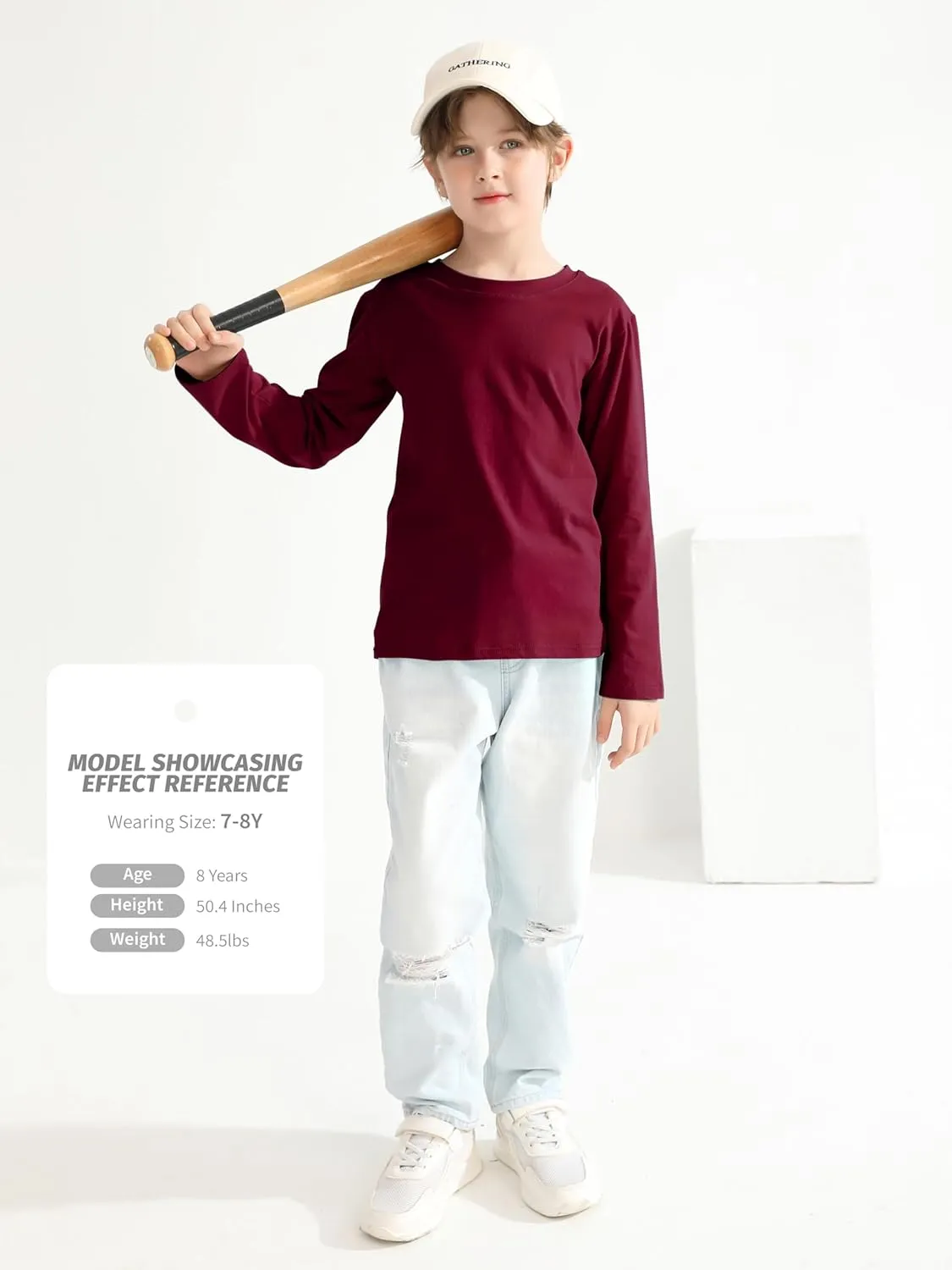 5 Pack Boys Long Sleeve Shirts Cotton T-Shirts Youth Boys Long Sleeve Shirts Multipack Basic Tees Tagless