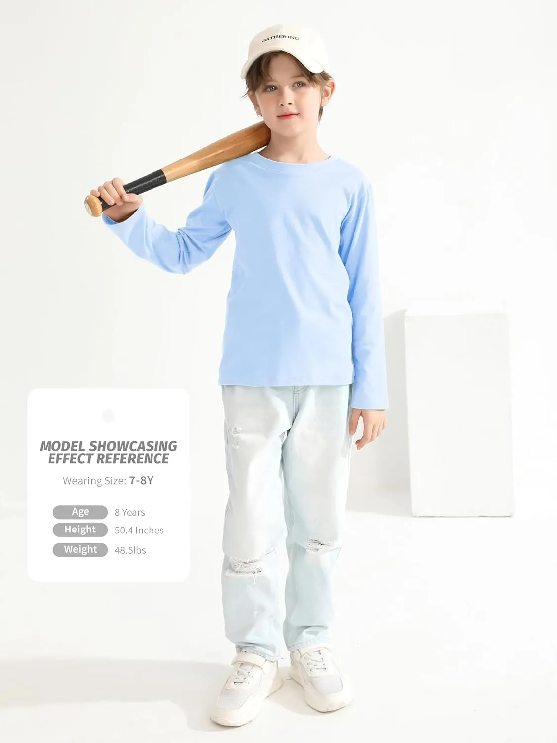 5 Pack Boys Long Sleeve Shirts Cotton T-Shirts Youth Boys Long Sleeve Shirts Multipack Basic Tees Tagless