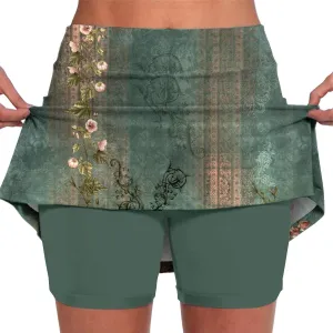 aihihe Pleated Workout Skirts for Women Tennis Skirt with Shorts Long Workout Shorts Women Long Loose