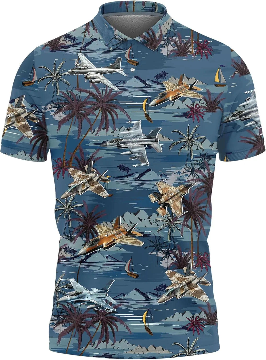 Airplane Polo Shirts for Men - Aircraft Men's Regular Fit Quick Dry Golf Polo Shirt Series 15