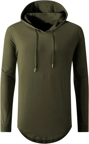 Aiyino Men's Hipster Hip Hop Longline Pullover Hoodies Shirts