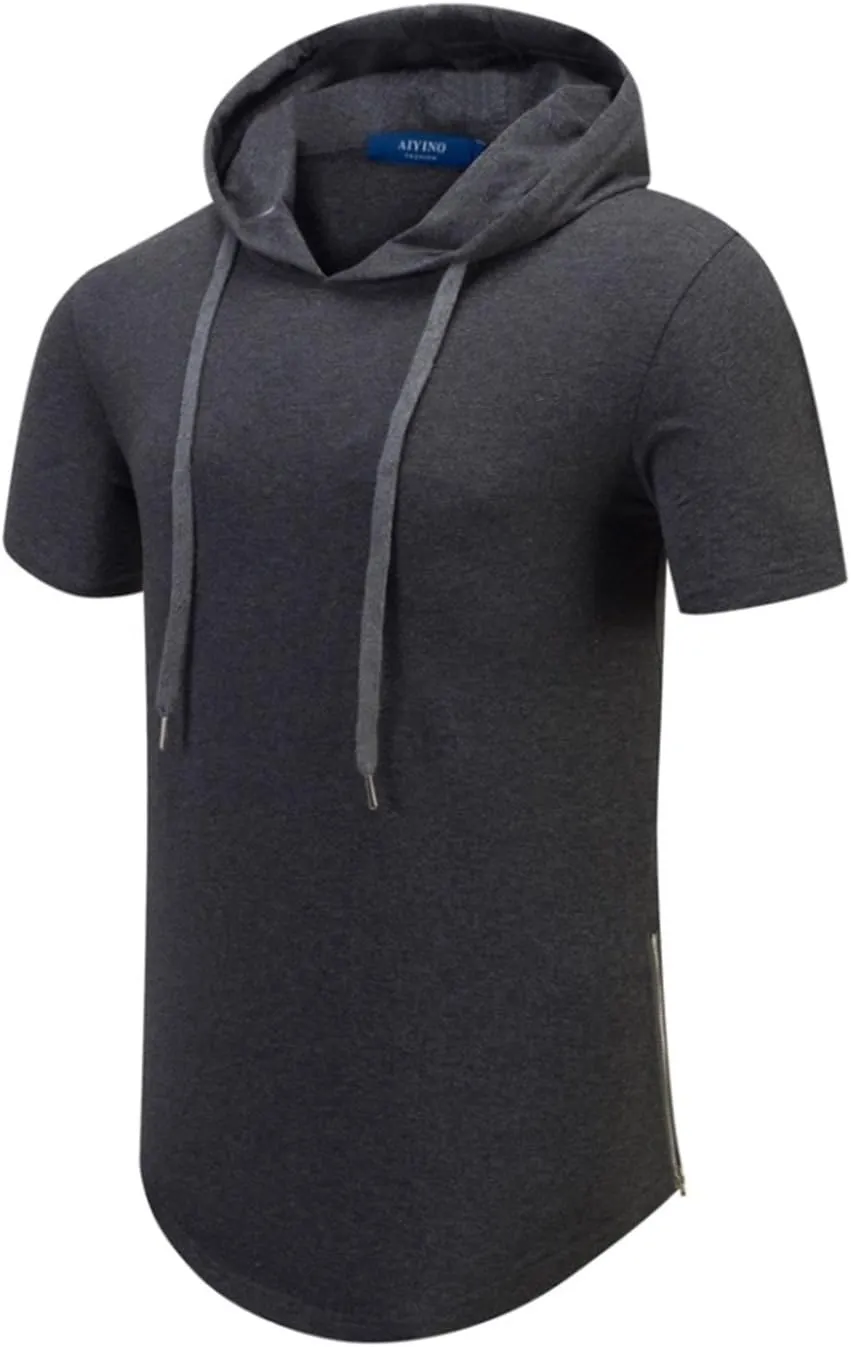 Aiyino Men's Hipster Hip Hop Longline Pullover Hoodies Shirts