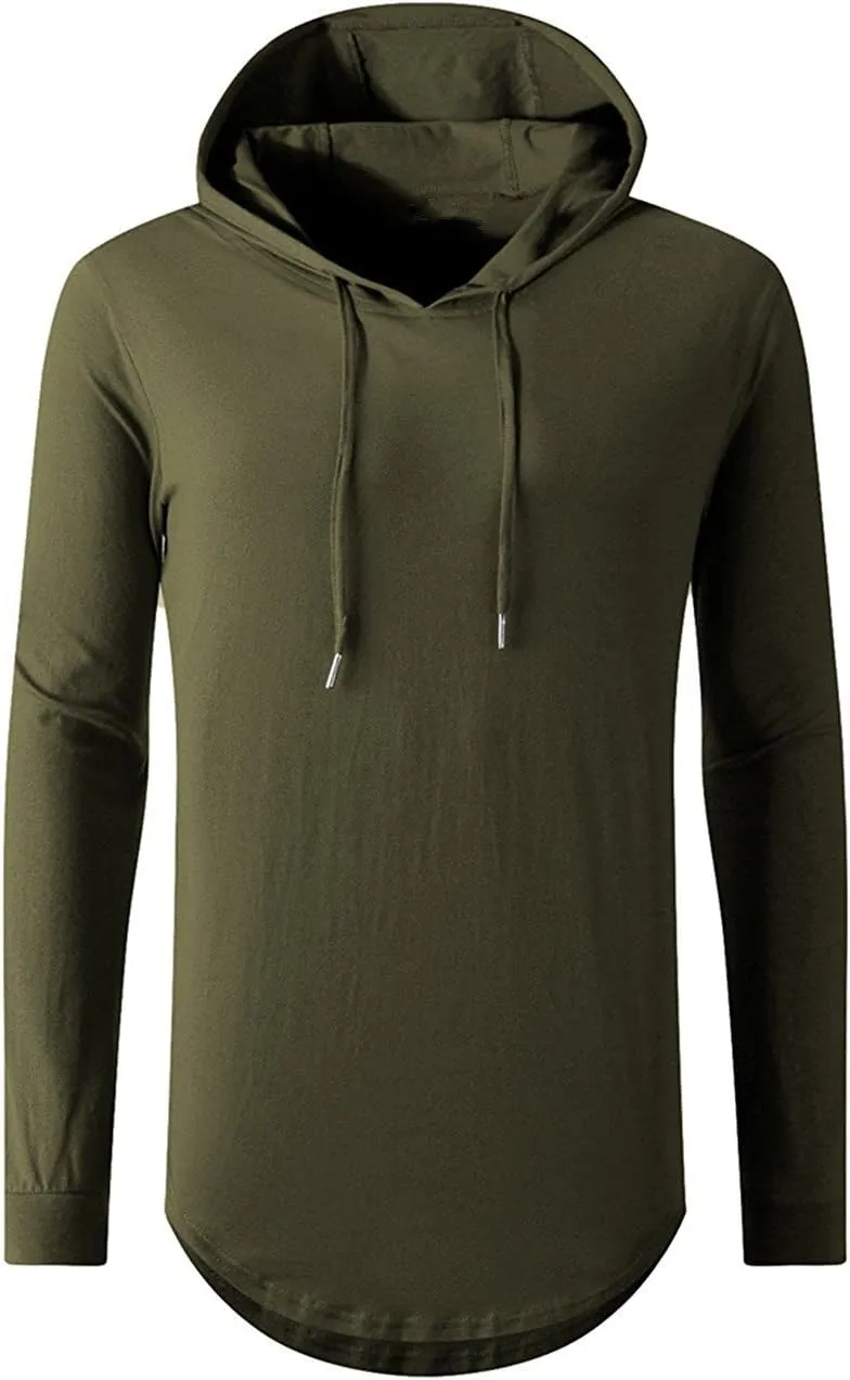 Aiyino Men's Hipster Hip Hop Longline Pullover Hoodies Shirts