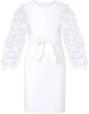 ALISISTER Girls Puff Dress Formal Mesh Sheer Long Sleeve Dresses 7-14 Years