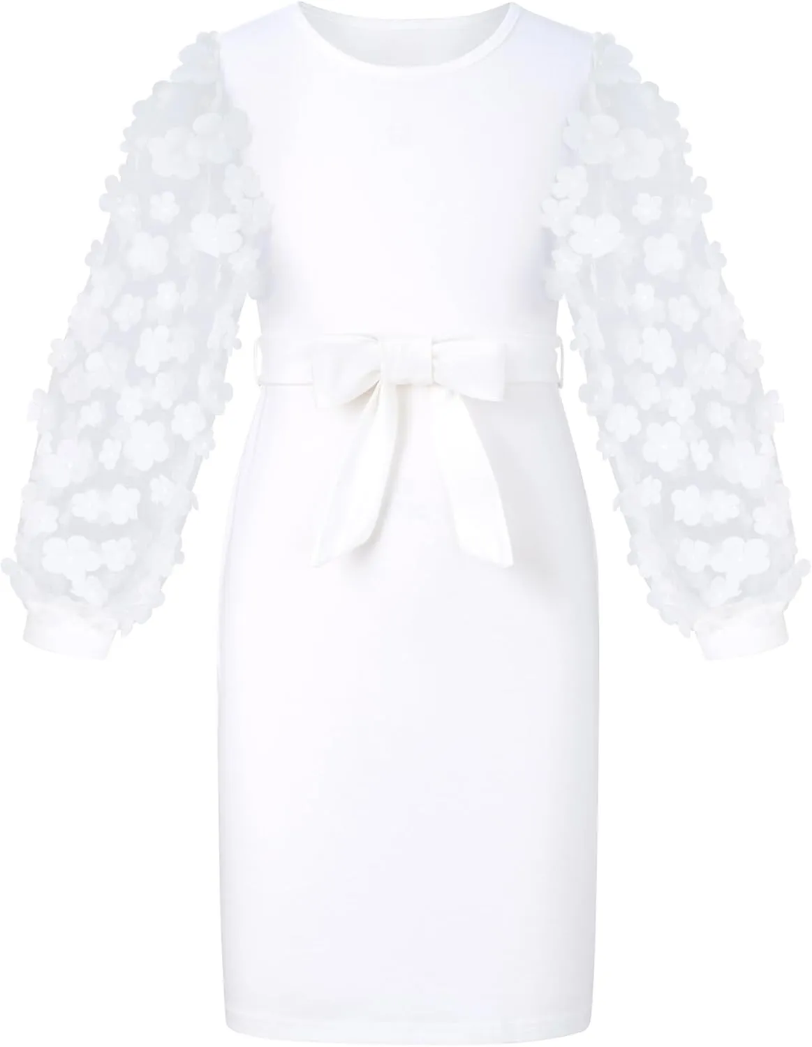 ALISISTER Girls Puff Dress Formal Mesh Sheer Long Sleeve Dresses 7-14 Years