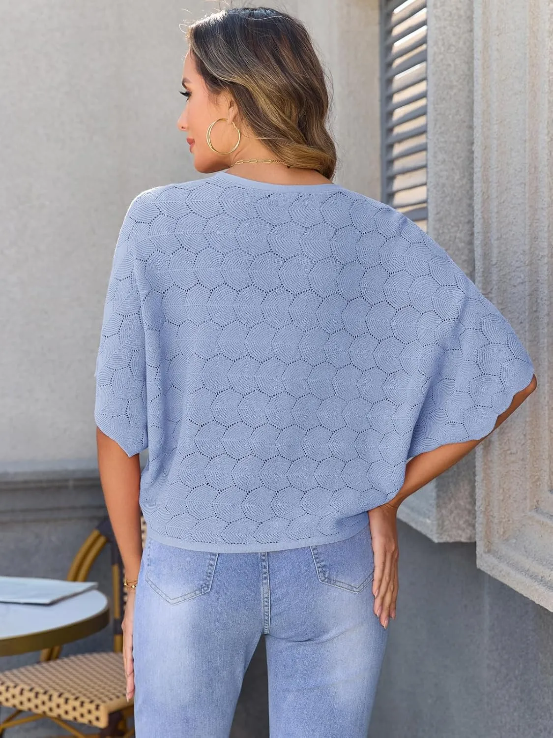 Arolina Summer Cardigans for Women Lightweight Crochet Bolero Shrugs 3/4 Batwing Sleeve Cardigan Sweaters