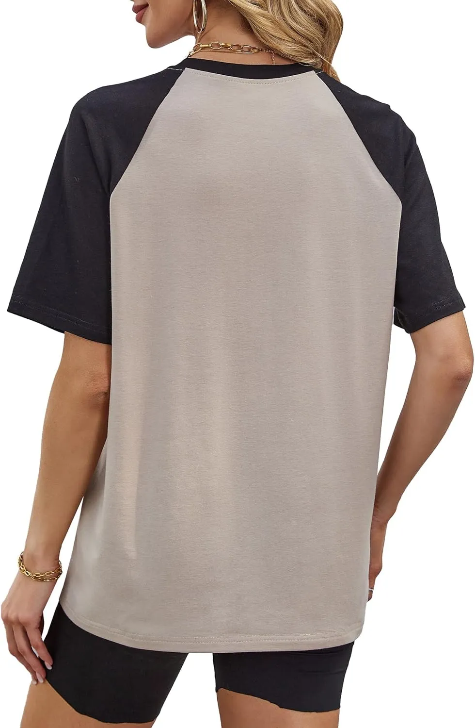 Avanova Women Raglan Short Sleeve T Shirts Color Block Top Oversized Loose Tee