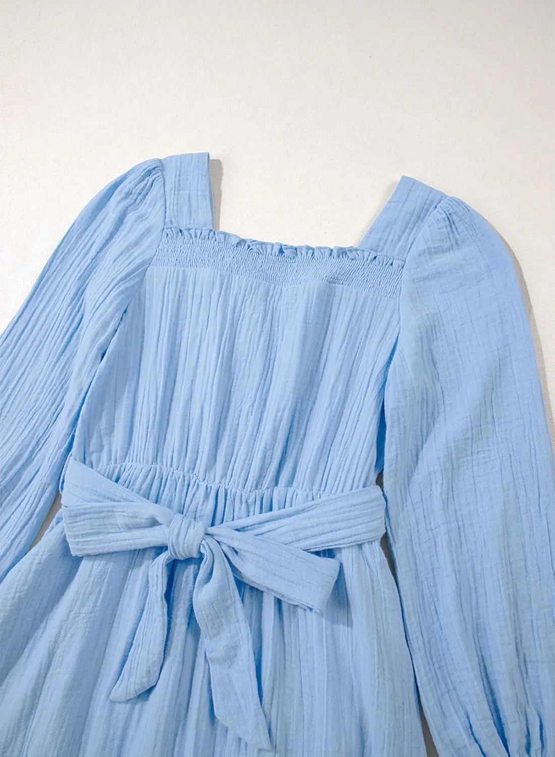 blibean Girls Cotton Long Sleeve Dresses Ruffled Semi Formal Dress Size 6-15 Years