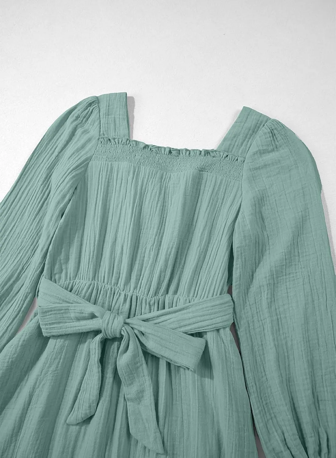 blibean Girls Cotton Long Sleeve Dresses Ruffled Semi Formal Dress Size 6-15 Years