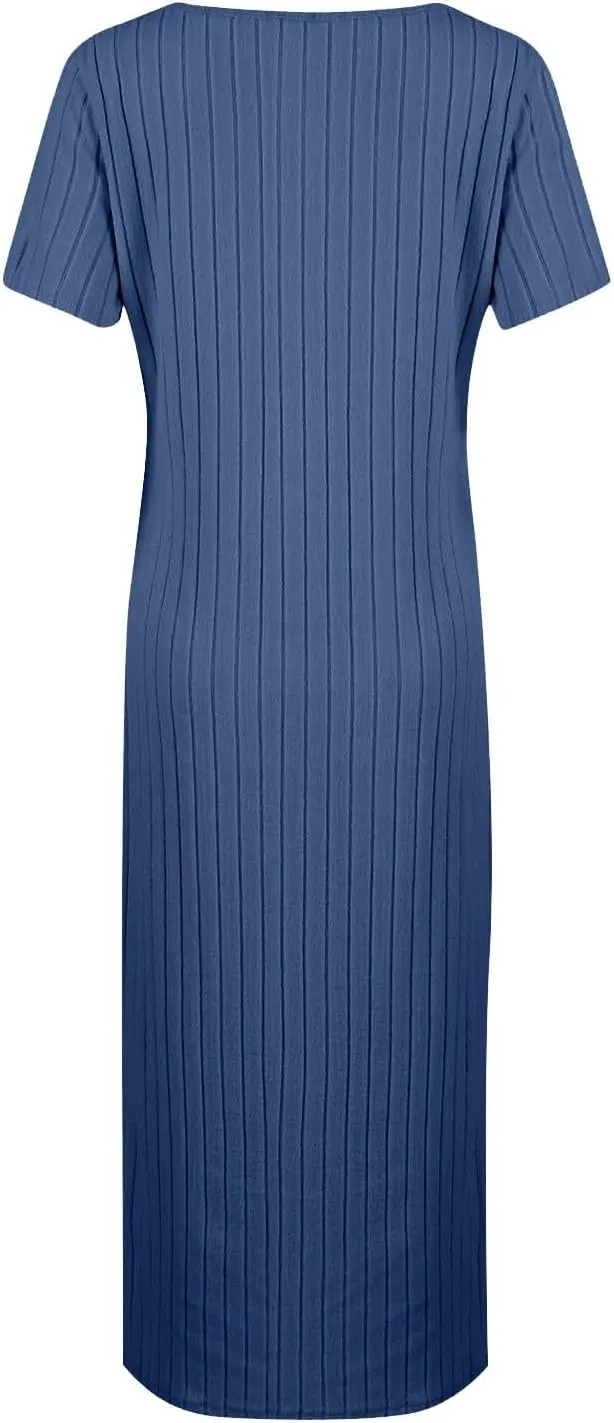 Bodycon Dresses for Women Knit Square Neck Short Sleeve Midi Dress Summer Side Slit Party Homecoming Dresses