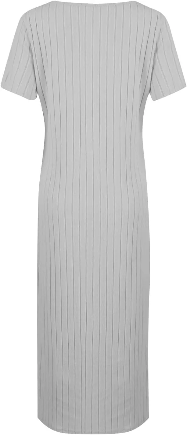 Bodycon Dresses for Women Knit Square Neck Short Sleeve Midi Dress Summer Side Slit Party Homecoming Dresses