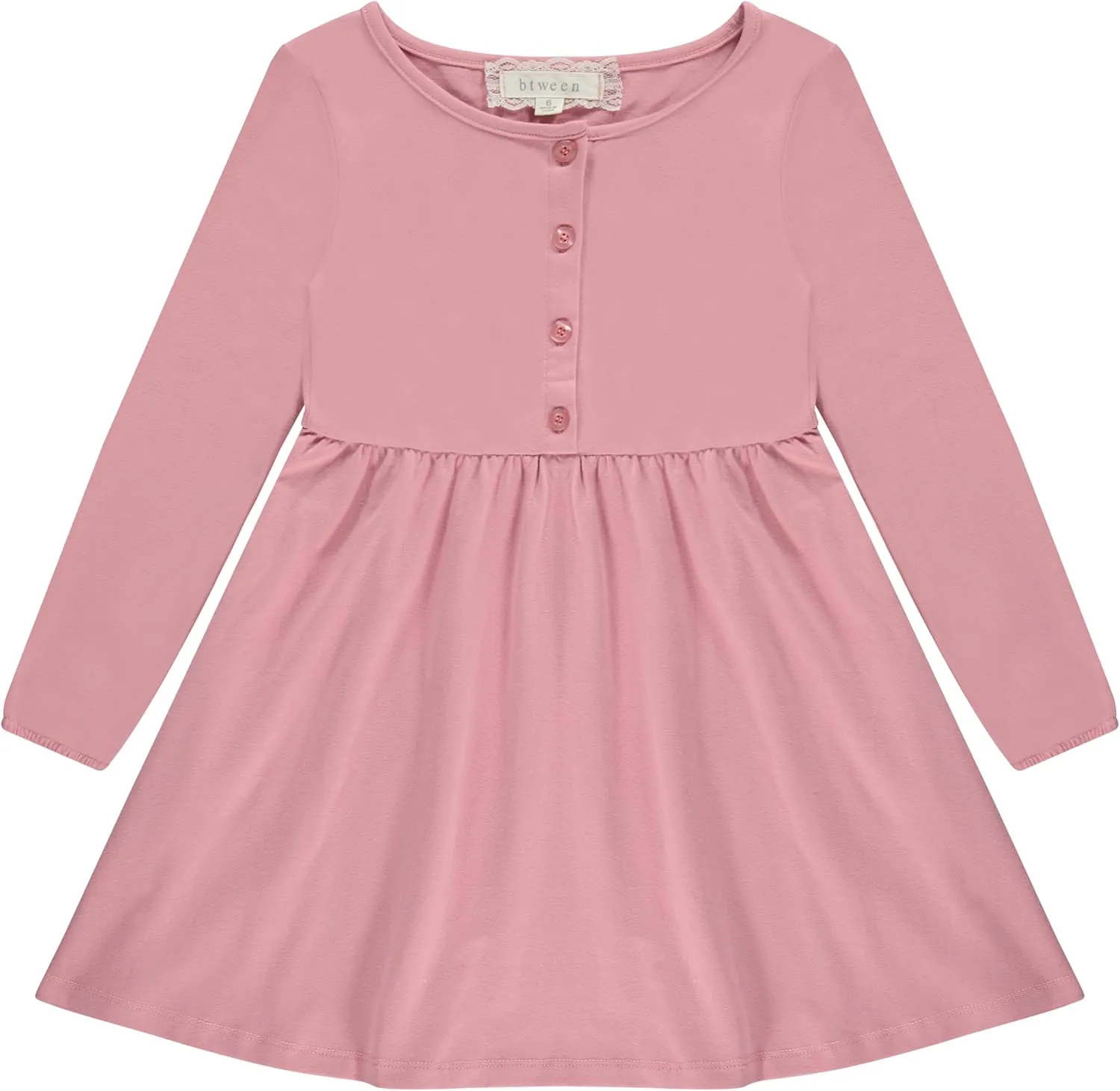 BTween Girls Long Sleeve Dresses, 3 Pack Soft Cotton Casual Dresses for Kids