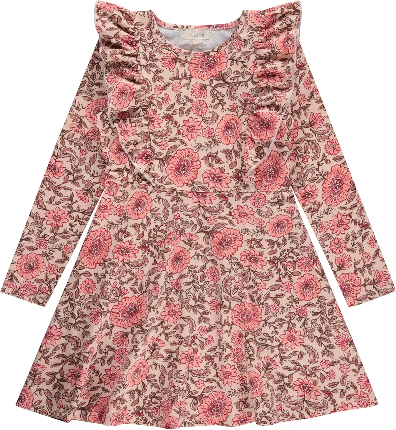 BTween Girls Long Sleeve Dresses, 3 Pack Soft Cotton Casual Dresses for Kids
