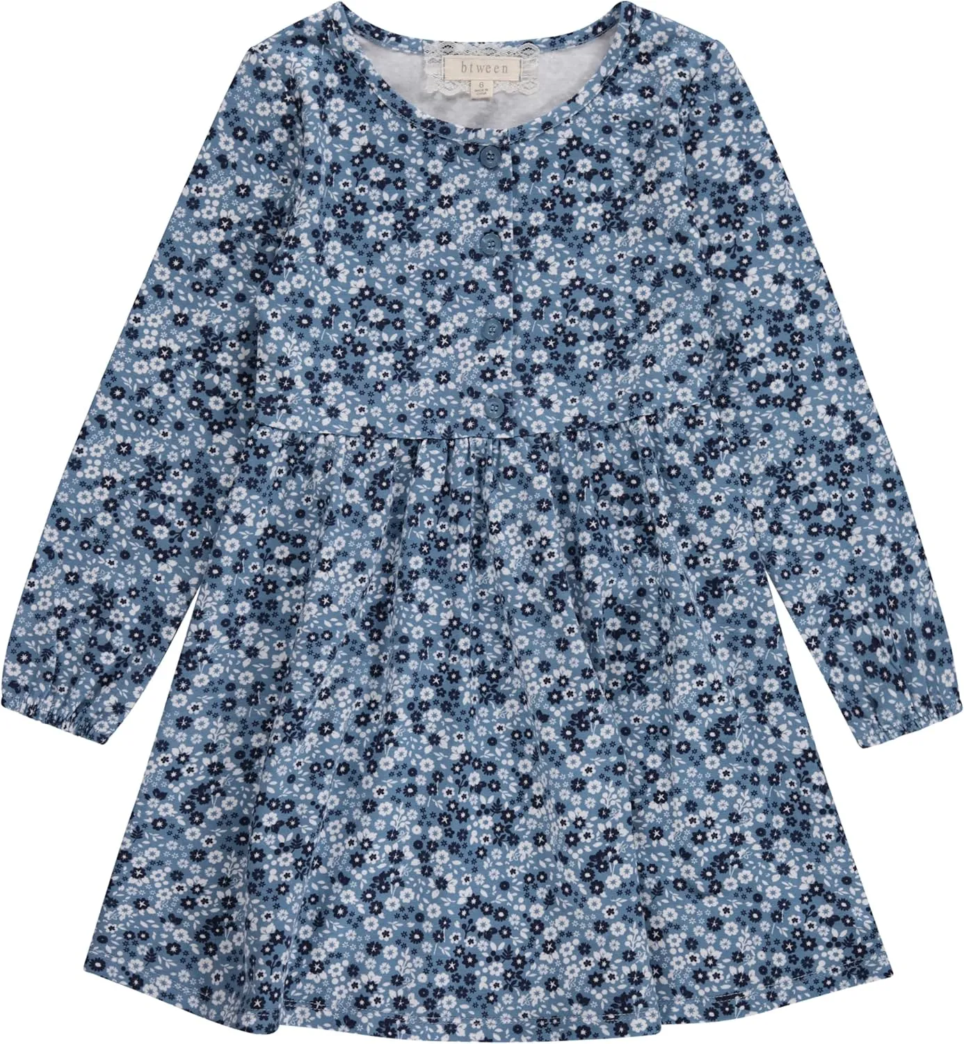 BTween Girls Long Sleeve Dresses, 3 Pack Soft Cotton Casual Dresses for Kids