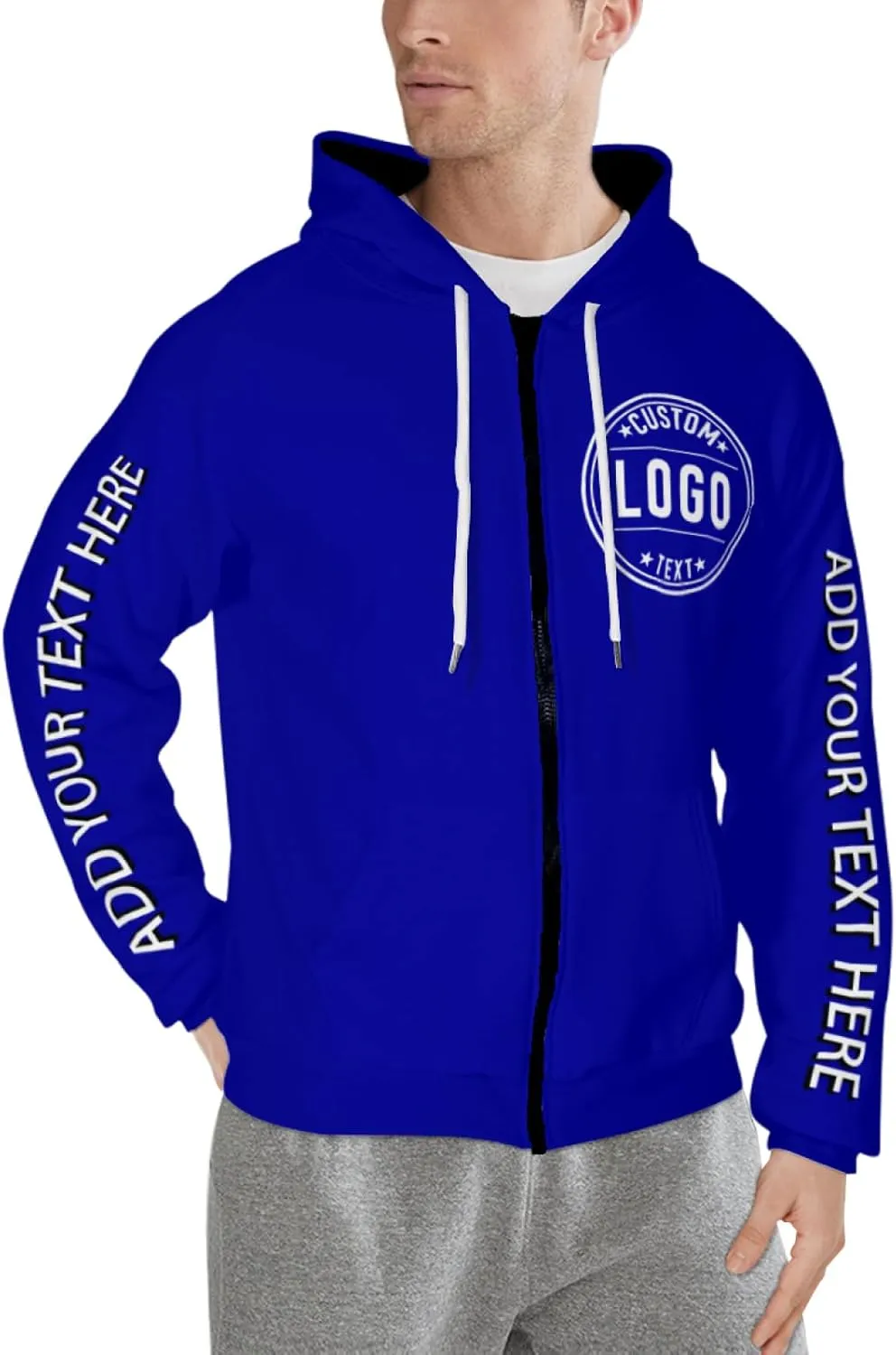 Bulk Custom Zip Up Hoodies Personalized Sweatshirts Unisex Add Your Text Photo Customize Hoodie