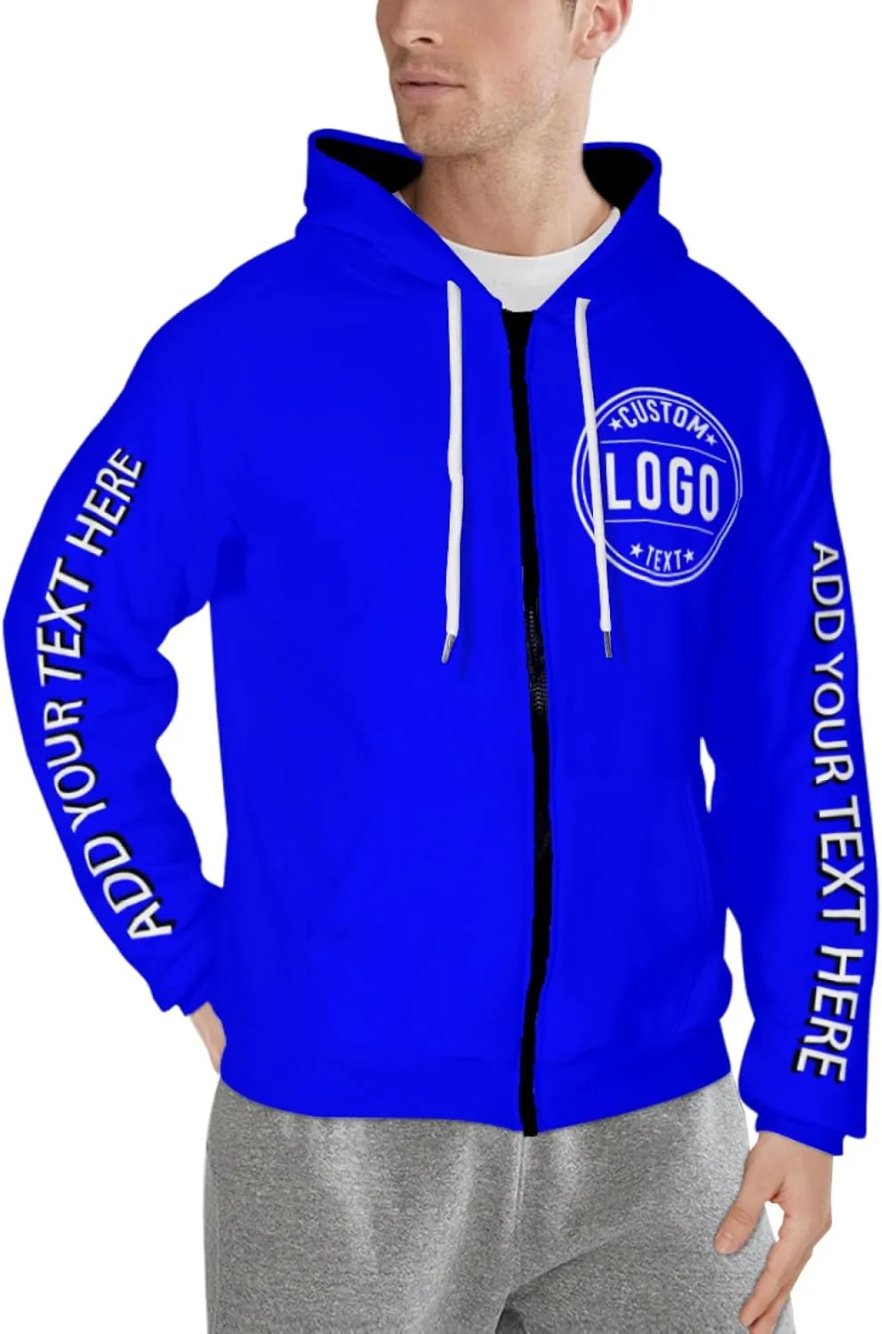 Bulk Custom Zip Up Hoodies Personalized Sweatshirts Unisex Add Your Text Photo Customize Hoodie