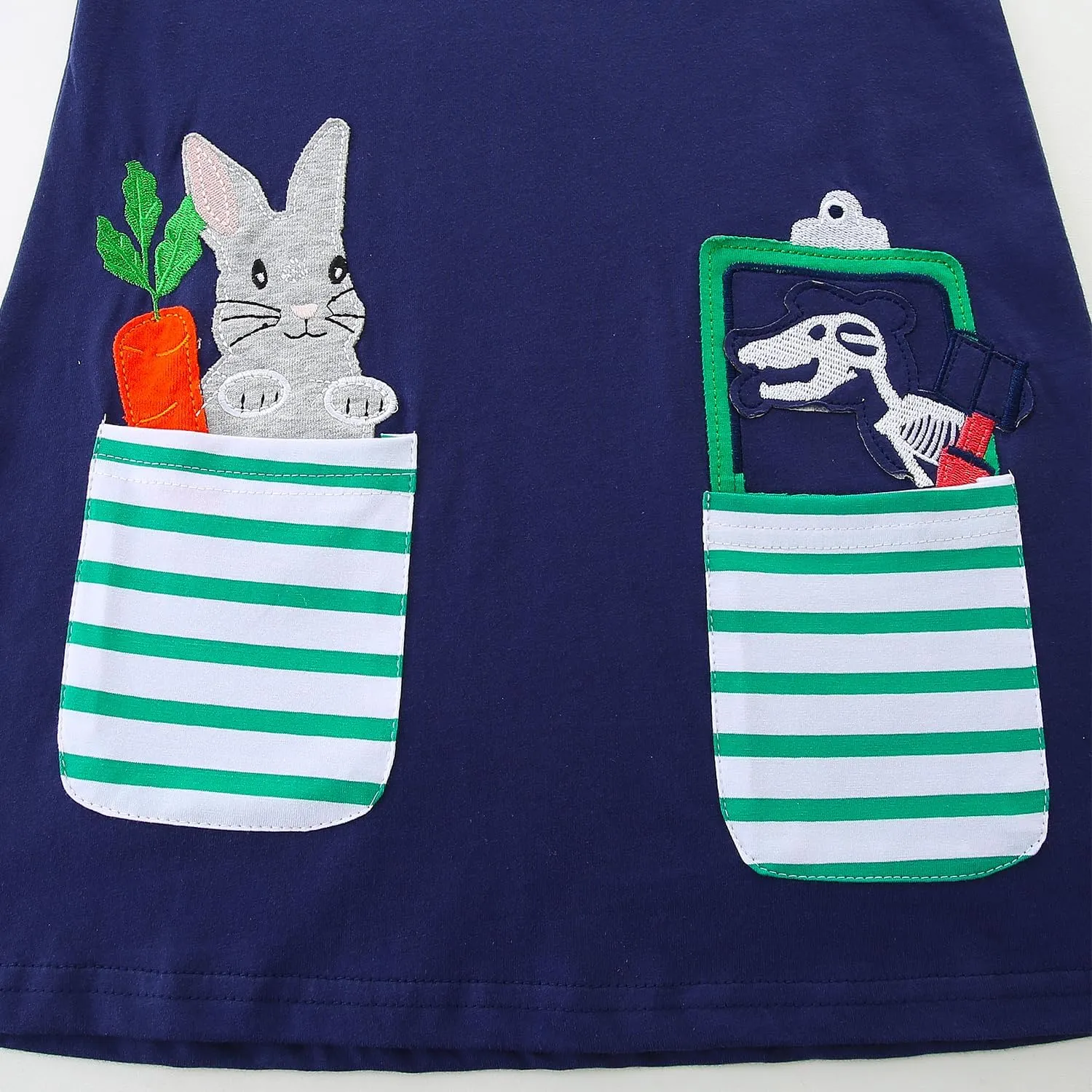 Bumeex Girl's Long Sleeve Dresses Cotton Christmas Cute Embroidery Applique Swing A-Line Casual Tunic Playwear 2-13 Years