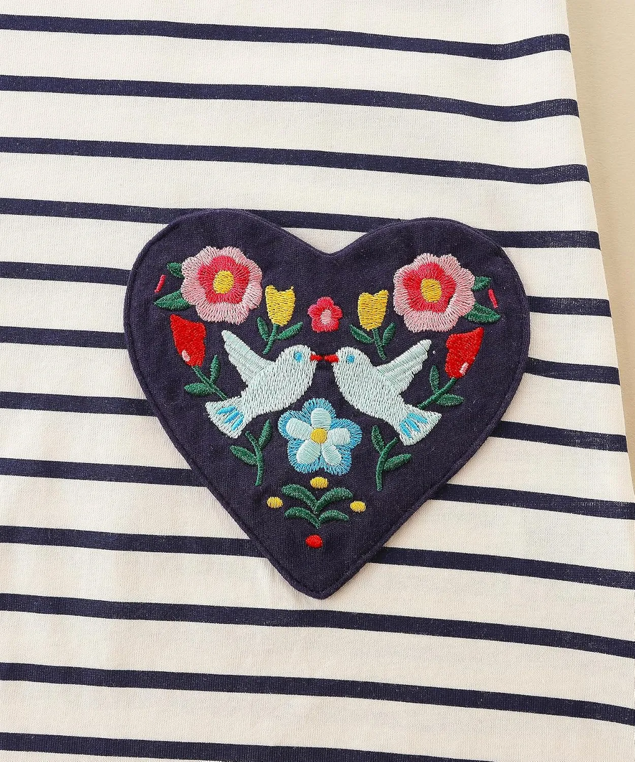 Bumeex Girl's Long Sleeve Dresses Cotton Christmas Cute Embroidery Applique Swing A-Line Casual Tunic Playwear 2-13 Years