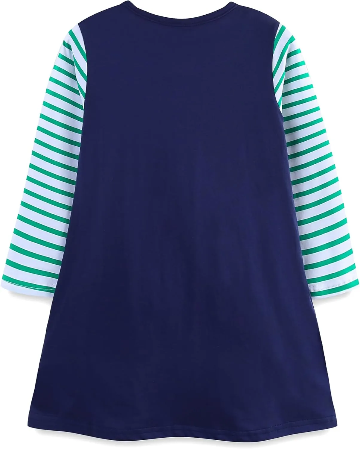 Bumeex Girl's Long Sleeve Dresses Cotton Christmas Cute Embroidery Applique Swing A-Line Casual Tunic Playwear 2-13 Years