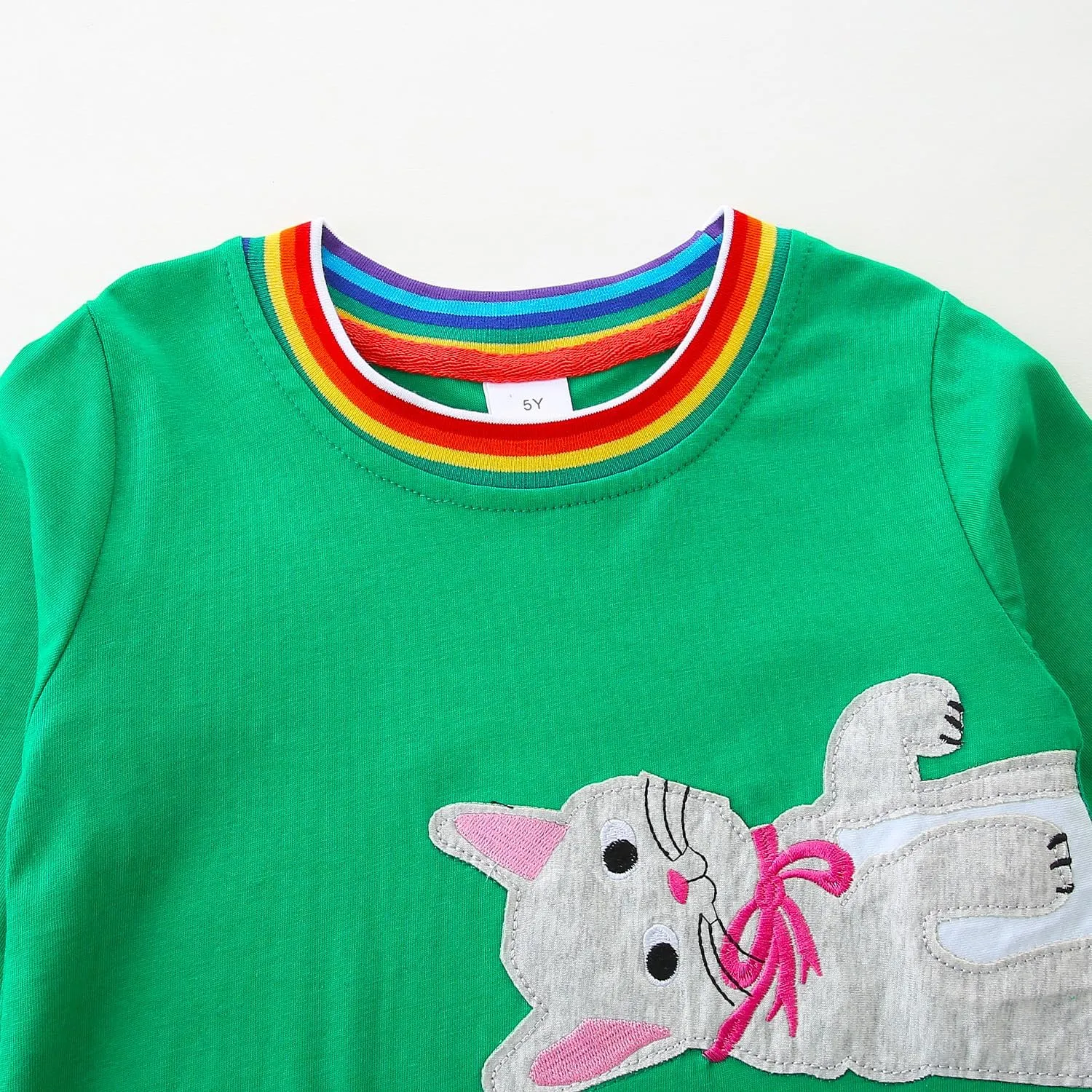 Bumeex Girl's Long Sleeve Dresses Cotton Christmas Cute Embroidery Applique Swing A-Line Casual Tunic Playwear 2-13 Years