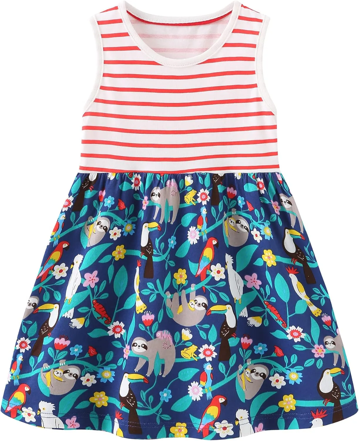 Bumeex Toddler Girls Clothes Cotton Short Sleeve Casual Girls Dresses for Kids 2-7 Years