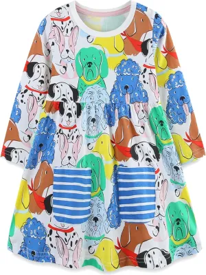 Bumeex Toddler Girl's Long Sleeve Dresses 2-7Y