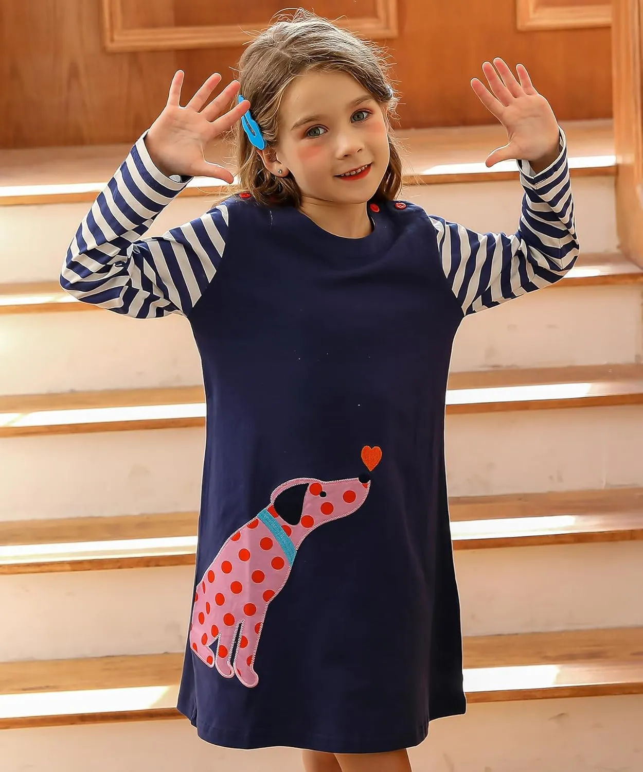 Bumeex Toddler Girl's Long Sleeve Dresses 2-7Y