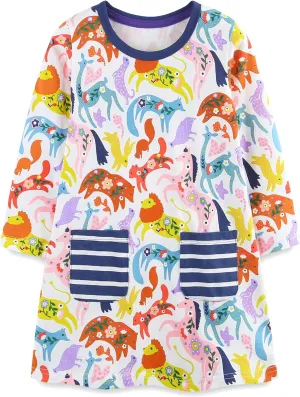Bumeex Toddler Girl's Long Sleeve Dresses 2-7Y