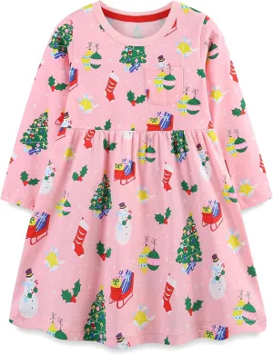 Bumeex Toddler Girl's Long Sleeve Dresses 2-7Y