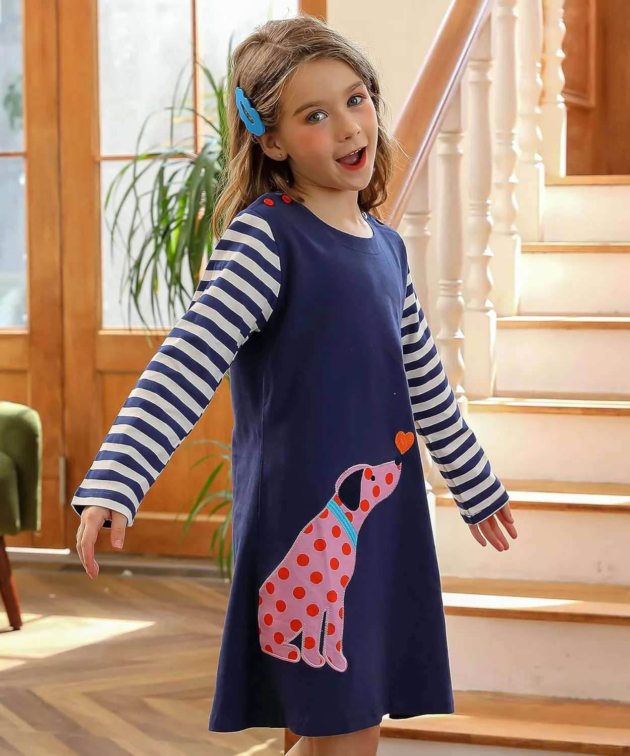 Bumeex Toddler Girl's Long Sleeve Dresses 2-7Y