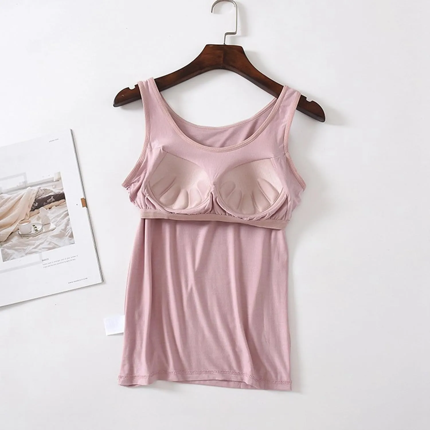 Camisole Tops for Women Cotton Adjustable Straps Stretch Tank Tops with Built-in Padded Bra Yoga Shirts