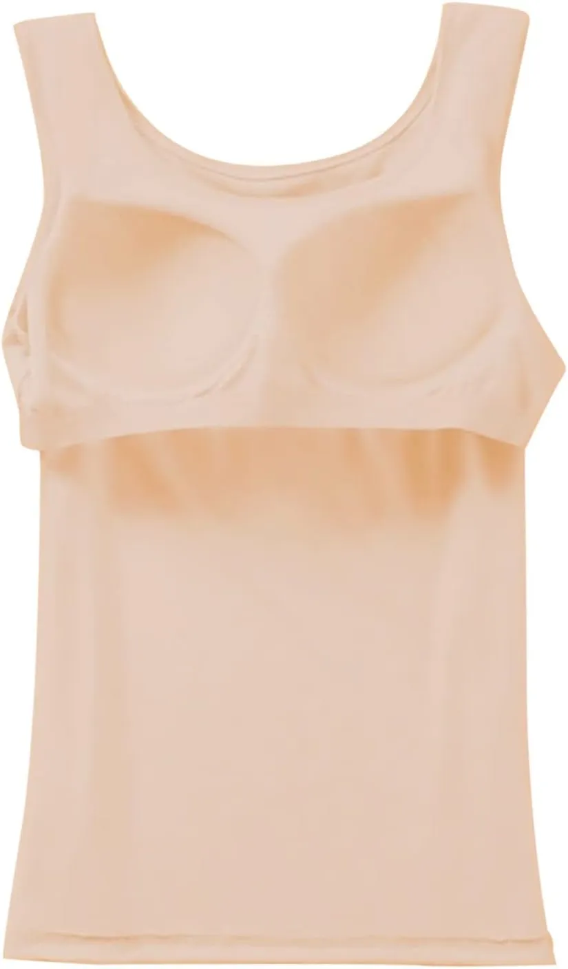 Camisole Tops with Built in Bra for Women Summer Casual Loose Chest Pad Vest Running Layering Yoga Outfits Cami Shirts