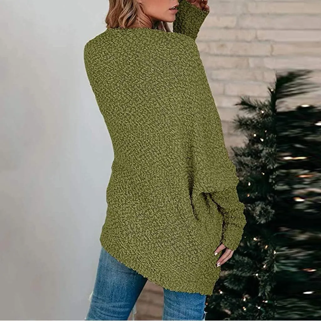 Cardigan Sweaters for Women Chunky Popcorn Oversized Open Front Boyfriend Batwing Long Sleeve Fuzzy Knit Sweaters