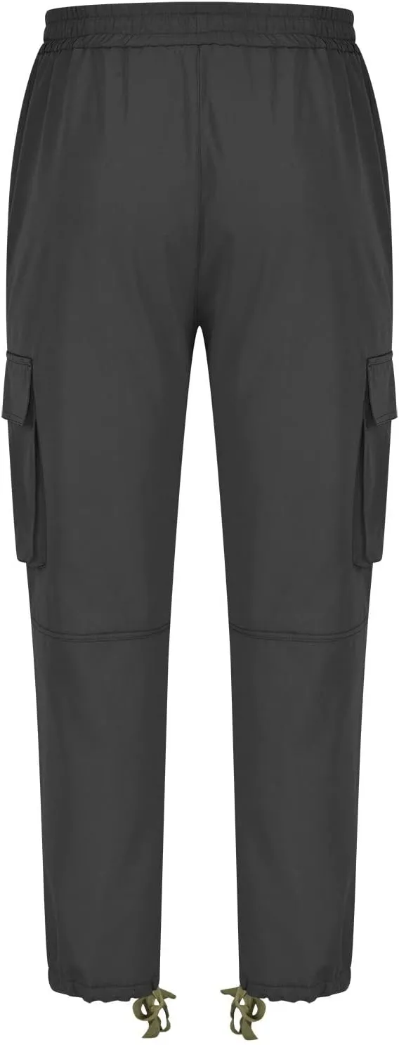 Cargo Pants for Men Baggy Fleece Heavyweight Cargo Pants Workout Athletic Waist Drawstring Cargo Pants with Multi Pockets