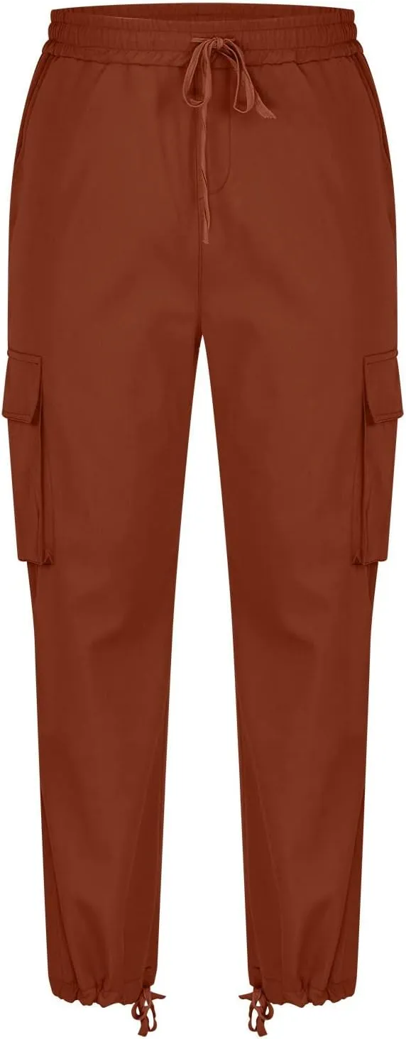 Cargo Pants for Men Baggy Fleece Heavyweight Cargo Pants Workout Athletic Waist Drawstring Cargo Pants with Multi Pockets