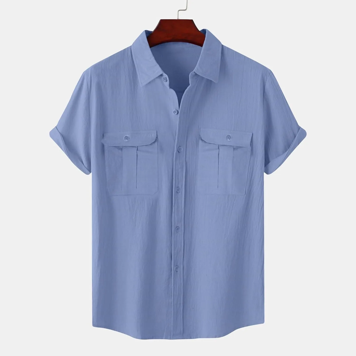 Cotton Linen Shirts for Men 2025 Summer Short Sleeve Button Down T-Shirt Business Work Beach Tee Tops Dress Shirts