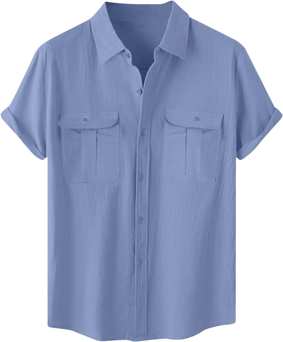 Cotton Linen Shirts for Men 2025 Summer Short Sleeve Button Down T-Shirt Business Work Beach Tee Tops Dress Shirts