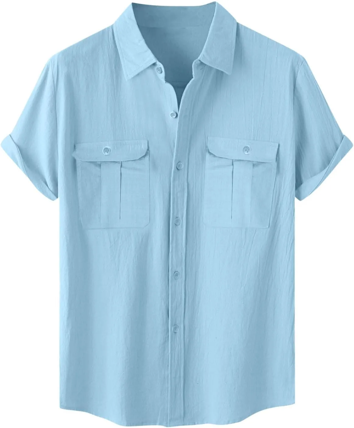 Cotton Linen Shirts for Men 2025 Summer Short Sleeve Button Down T-Shirt Business Work Beach Tee Tops Dress Shirts
