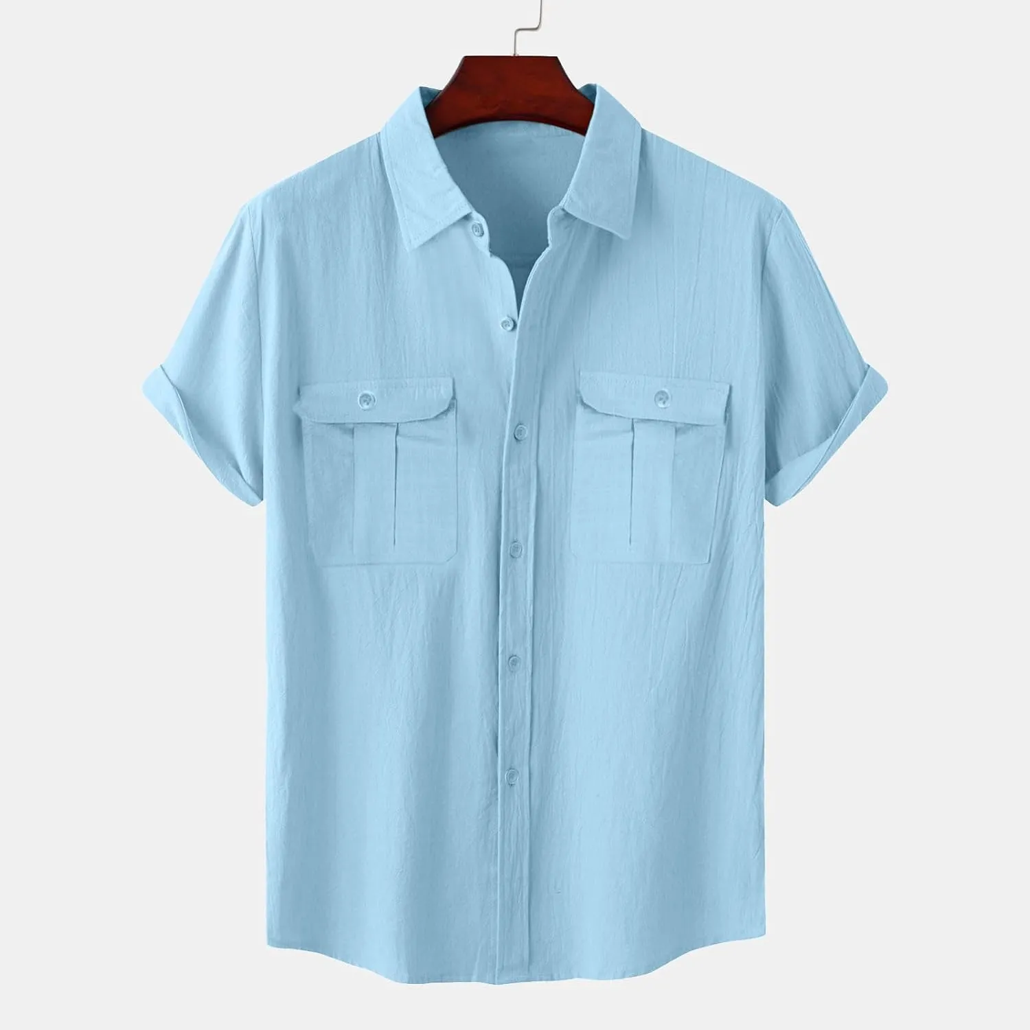 Cotton Linen Shirts for Men 2025 Summer Short Sleeve Button Down T-Shirt Business Work Beach Tee Tops Dress Shirts
