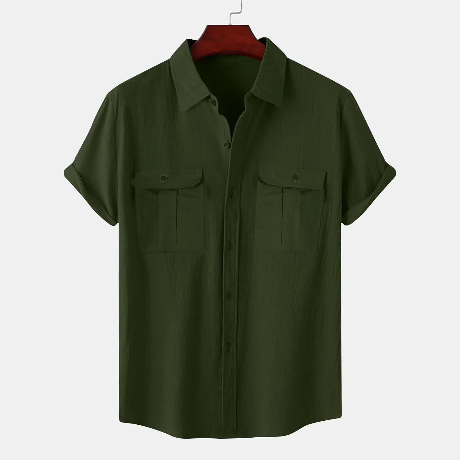 Cotton Linen Shirts for Men 2025 Summer Short Sleeve Button Down T-Shirt Business Work Beach Tee Tops Dress Shirts