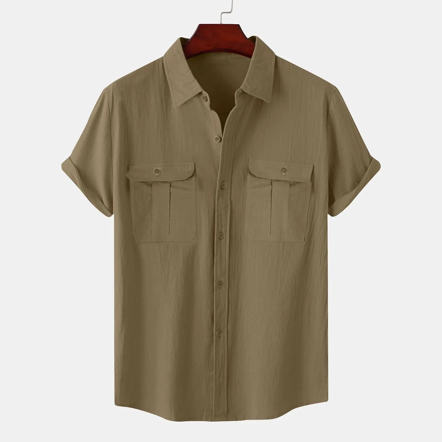 Cotton Linen Shirts for Men 2025 Summer Short Sleeve Button Down T-Shirt Business Work Beach Tee Tops Dress Shirts