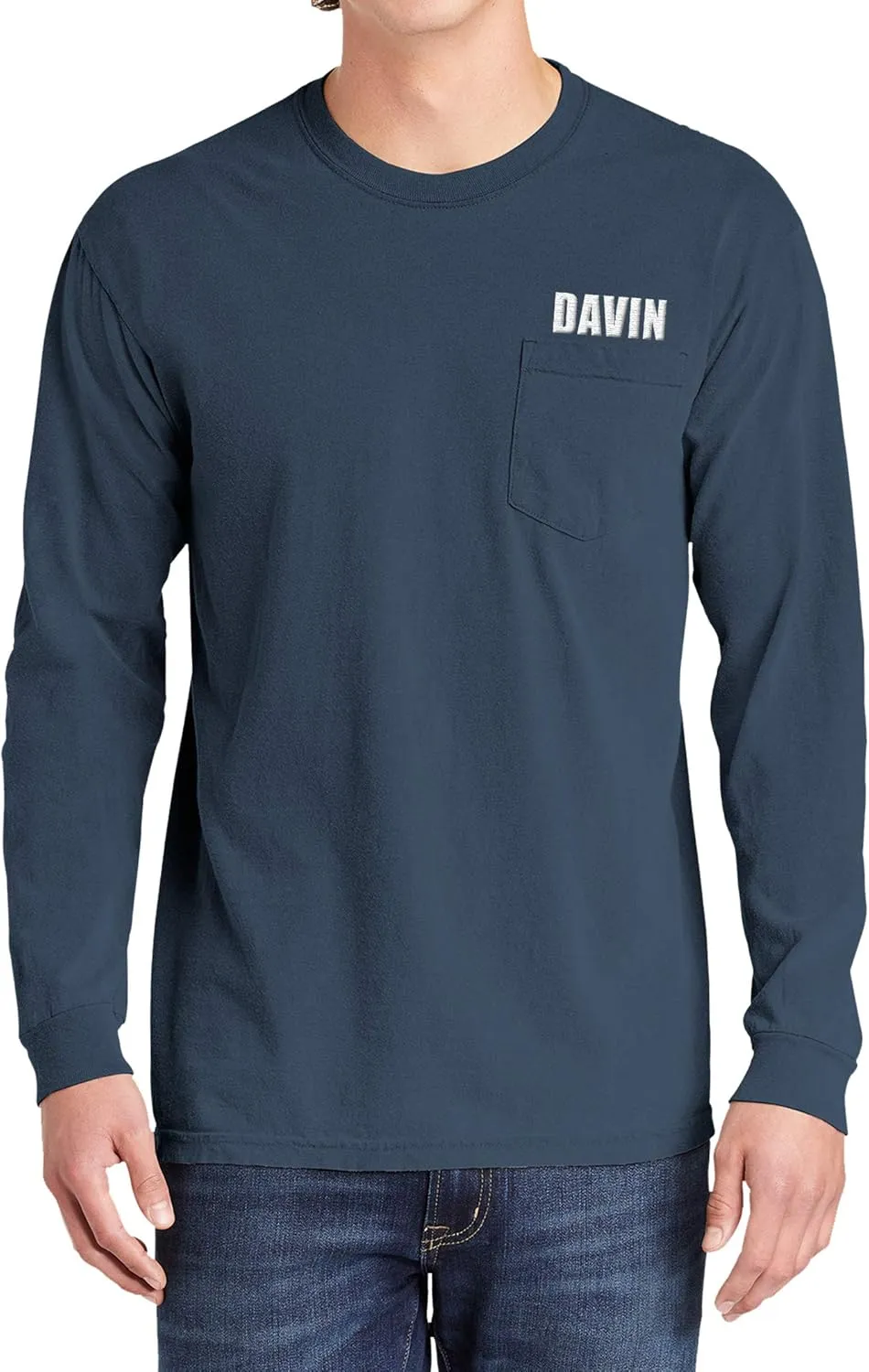 Custom Embroidered Long Sleeve Shirts for Men Personalized Embroidery Text