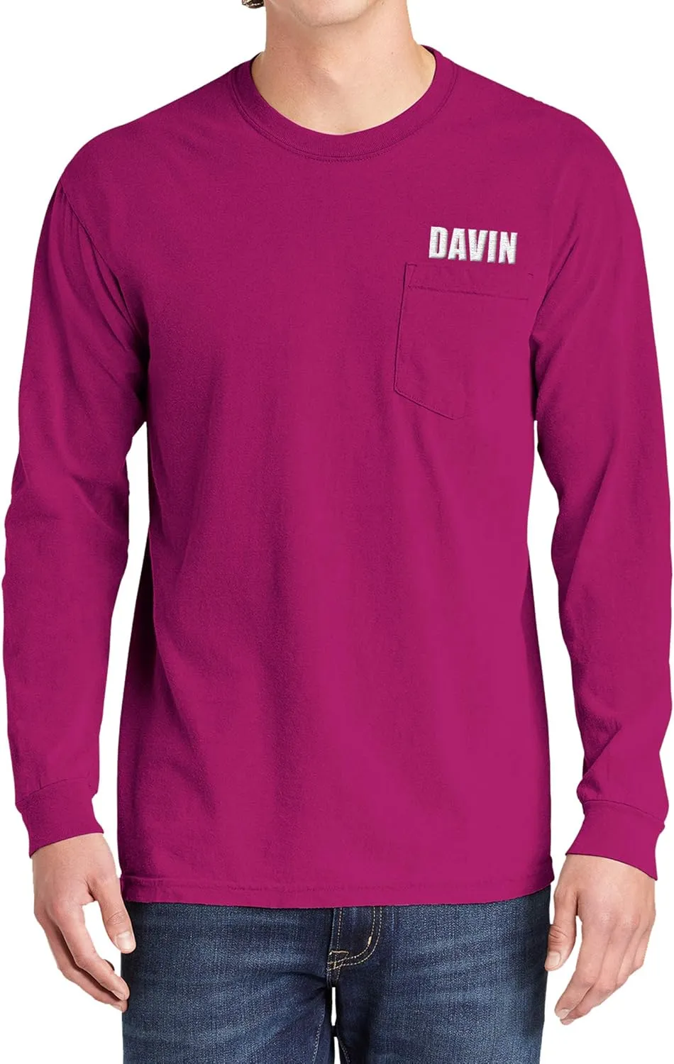 Custom Embroidered Long Sleeve Shirts for Men Personalized Embroidery Text