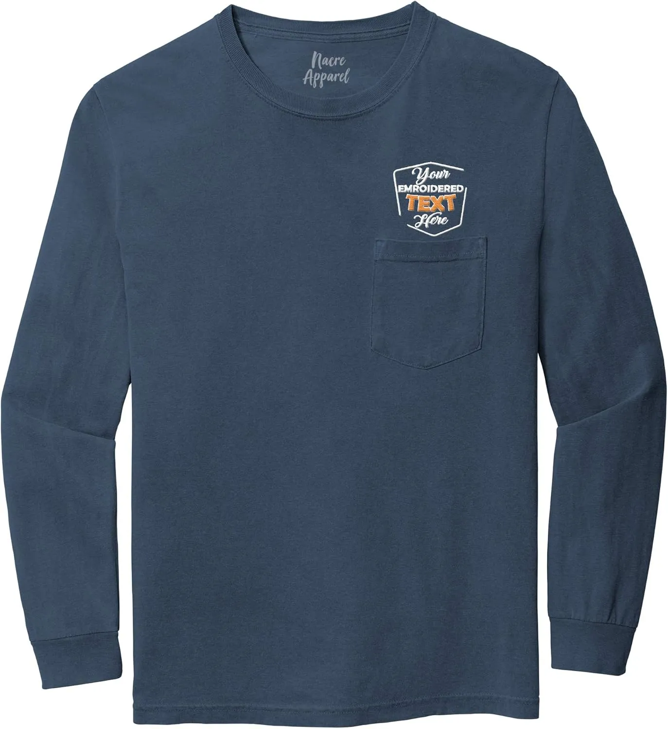 Custom Embroidered Long Sleeve Shirts for Men Personalized Embroidery Text