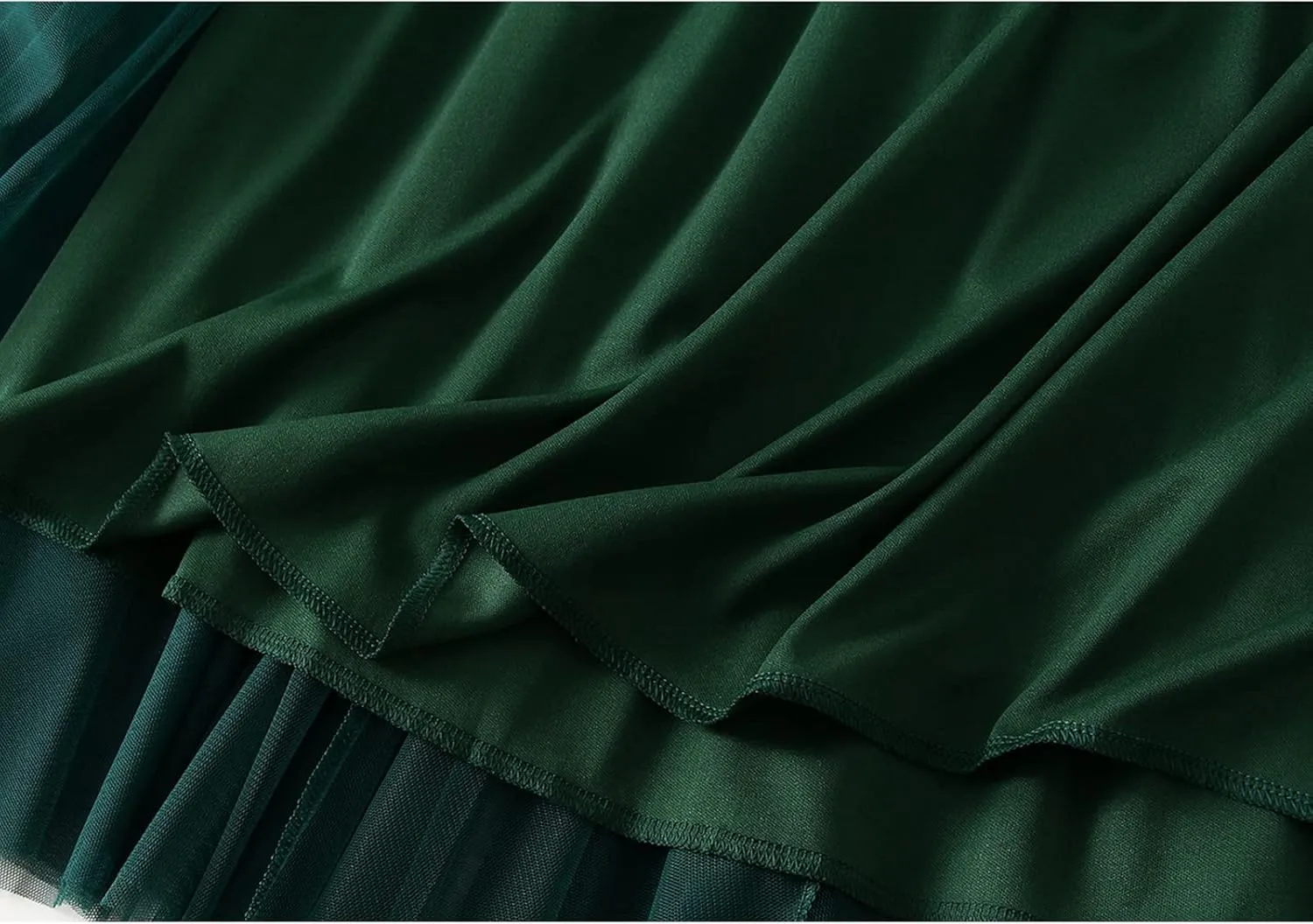 Daysskk Women's Tulle Skirt Elegant Pleated Skirts for Women Midi Length Elastic Waist