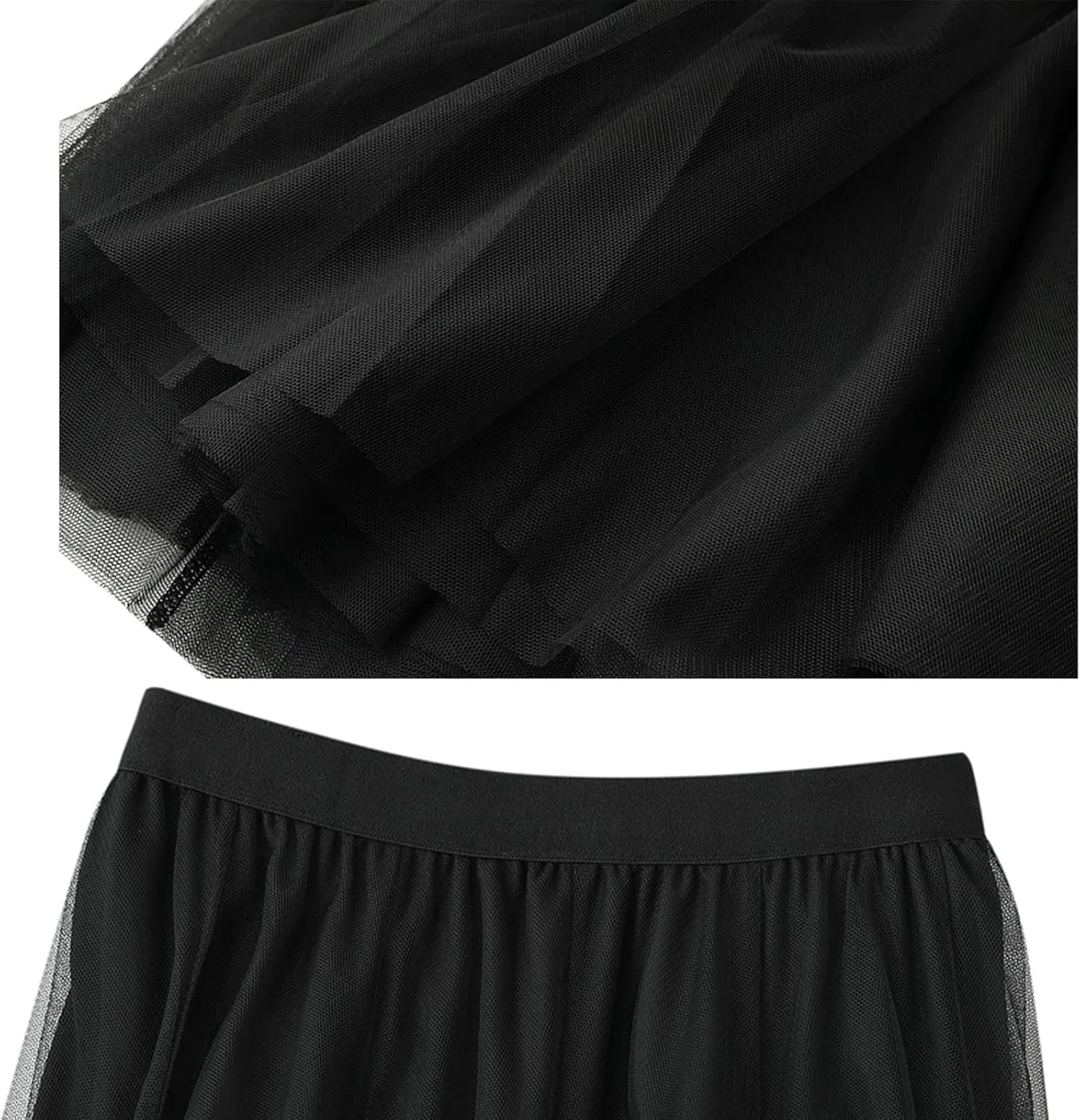Daysskk Women's Tulle Skirt Elegant Pleated Skirts for Women Midi Length Elastic Waist