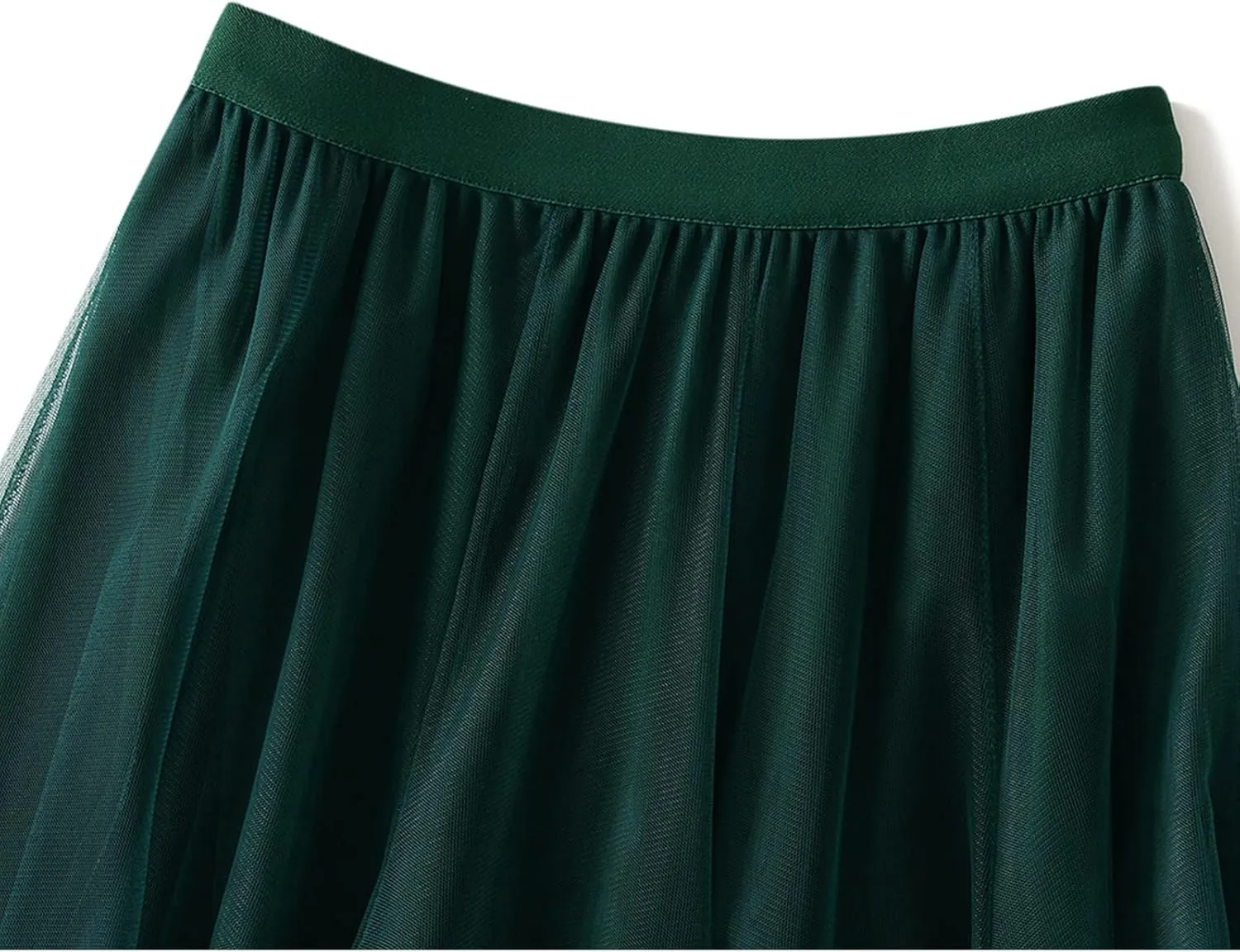 Daysskk Women's Tulle Skirt Elegant Pleated Skirts for Women Midi Length Elastic Waist